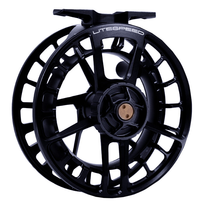 Bauer M7 USA spare fly reel spool in black with Spey 10/11 F line &  neoprene line wrap