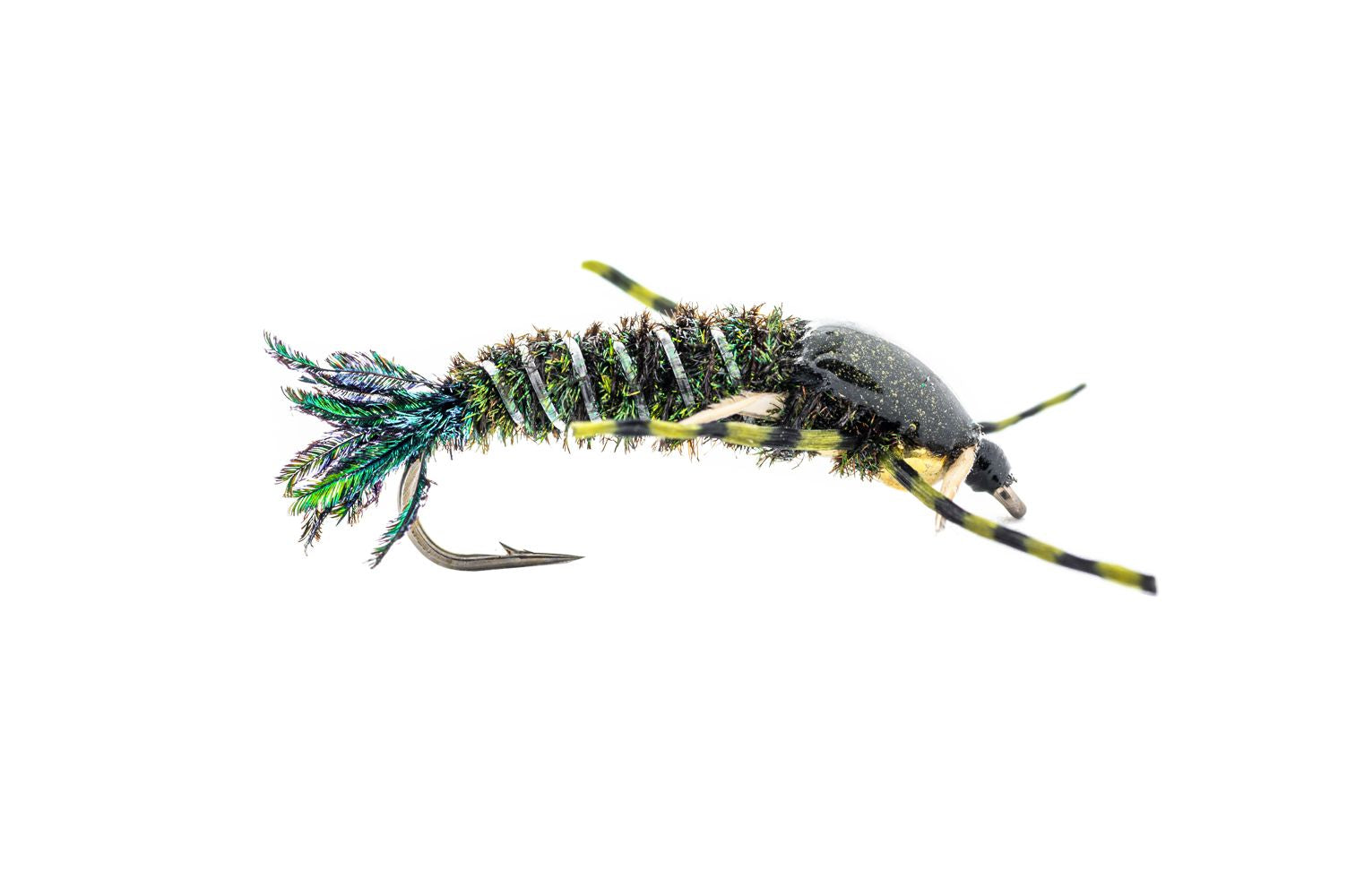 Welliestr 30Pcs/Set Stonefly Nymph Rubber Body and Nymph Hooks Combo Synthetic Fly Tying Materials Fly Fishing Artificial Nymph Flies
